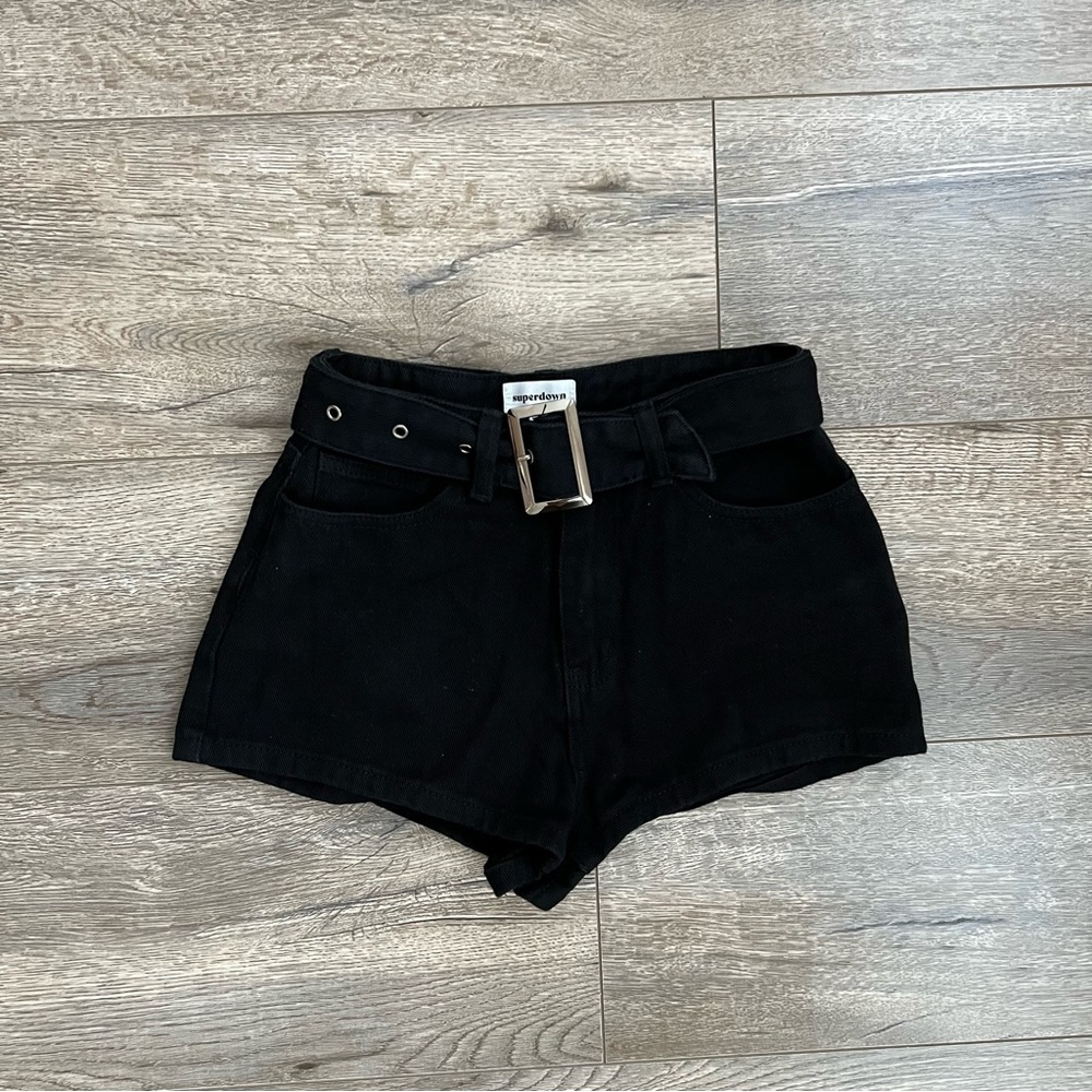 Superdown X Revolve Black Belted Short Shorts - image 4